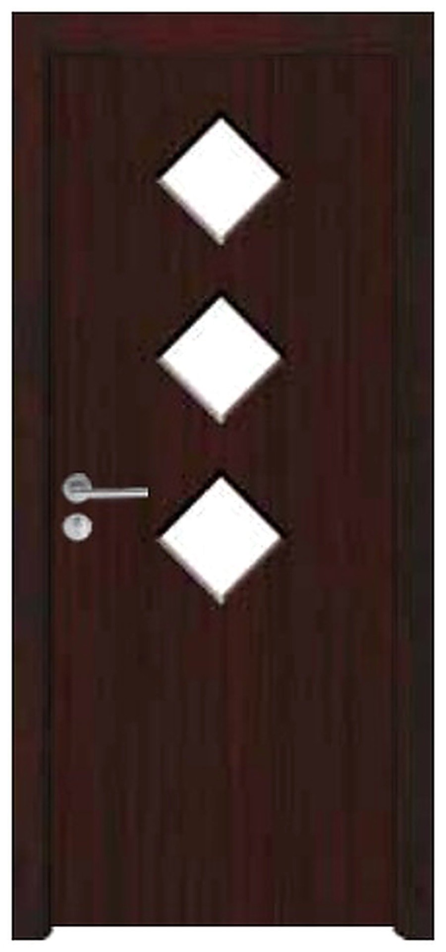 WPC Interior Door FDI-9072 — Diamond Cutout Glass Door, Dark Mahogany WPC Interior Door FDI-9072 — Diamond Cutout Glass Door, Dark Mahogany