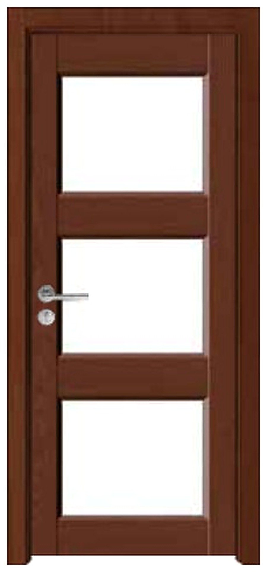 WPC Interior Door FDI-9075 — Three-Lite Glass Door, Mahogany Brown WPC Interior Door FDI-9075 — Three-Lite Glass Door, Mahogany Brown