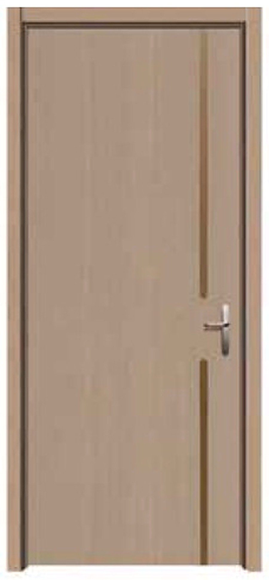 WPC Interior Door FDI-9107 — Vertical Groove Panel, Warm Sand WPC Interior Door FDI-9107 — Vertical Groove Panel, Warm Sand