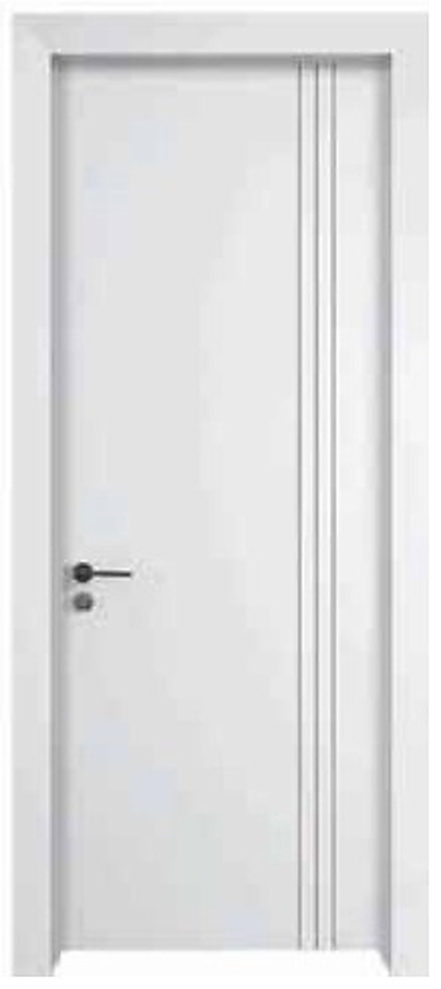 WPC Interior Door FDI-9503 — Vertical Triple-Line Painted Door, Pure White WPC Interior Door FDI-9503 — Vertical Triple-Line Painted Door, Pure White