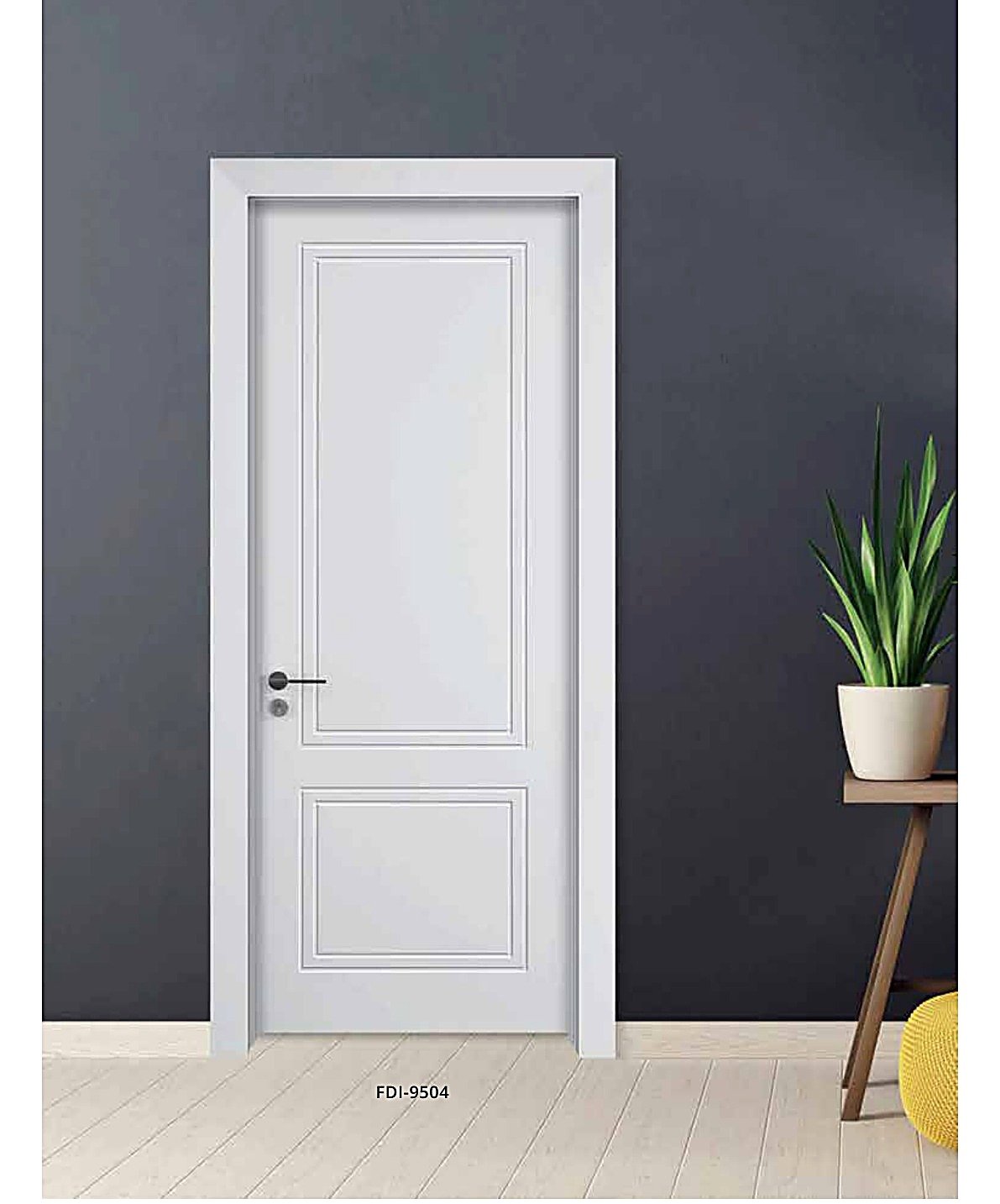 WPC Interior Door FDI-9504 — Classic Two-Panel Painted Door, Pure White WPC Interior Door FDI-9504 — Classic Two-Panel Painted Door, Pure White