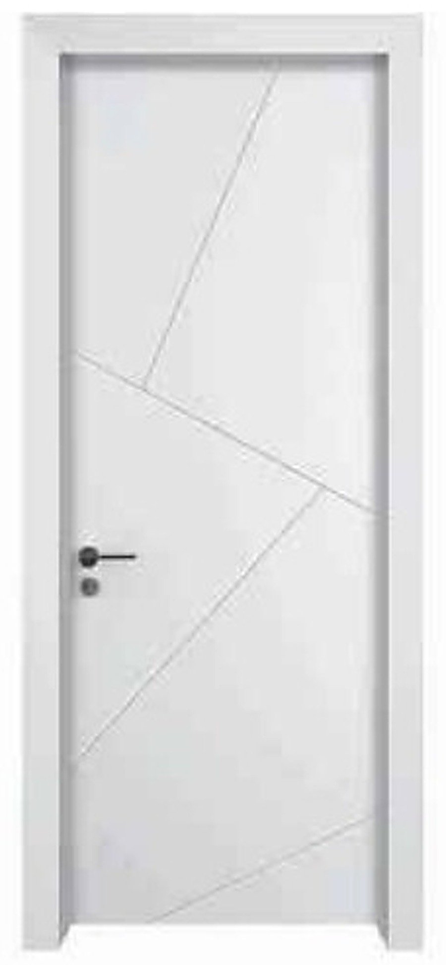 WPC Interior Door FDI-9512 — Angular Line Painted Door, Pure White WPC Interior Door FDI-9512 — Angular Line Painted Door, Pure White