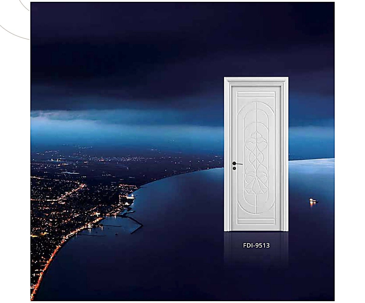 WPC Interior Door FDI-9513 — Ornate Medallion Painted Door, Classic White WPC Interior Door FDI-9513 — Ornate Medallion Painted Door, Classic White