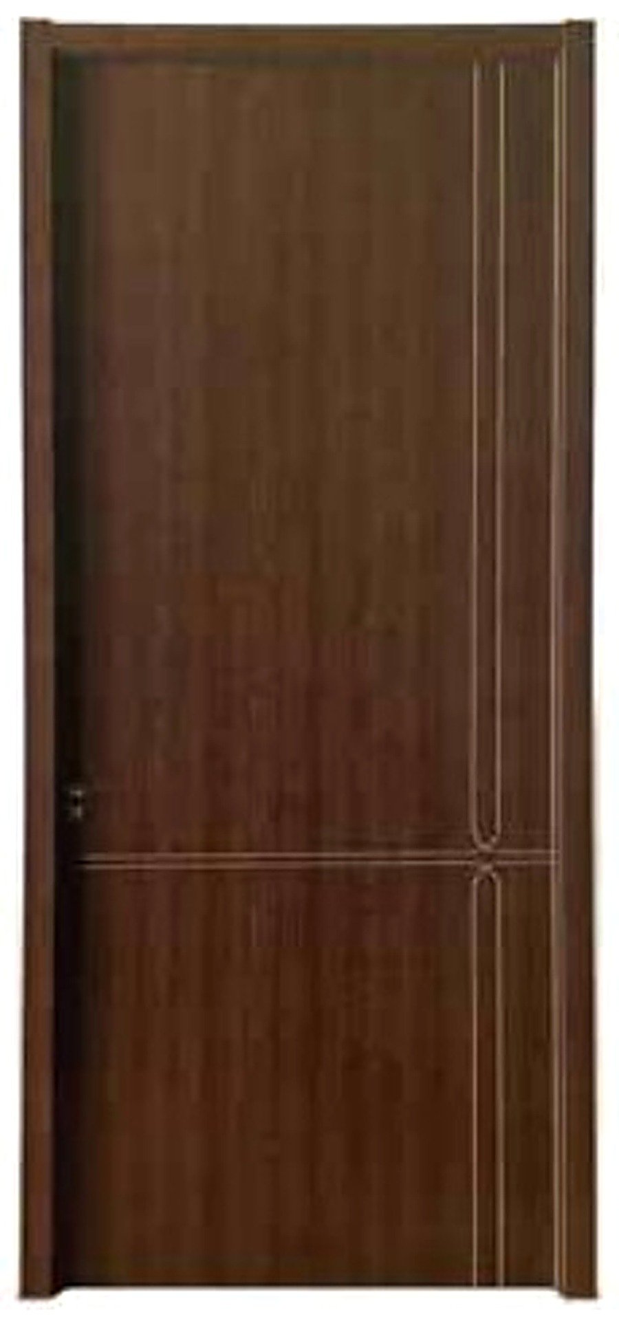WPC Interior Door FDI-9613 — Two-Panel Brass Inlay, Dark Walnut WPC Interior Door FDI-9613 — Two-Panel Brass Inlay, Dark Walnut