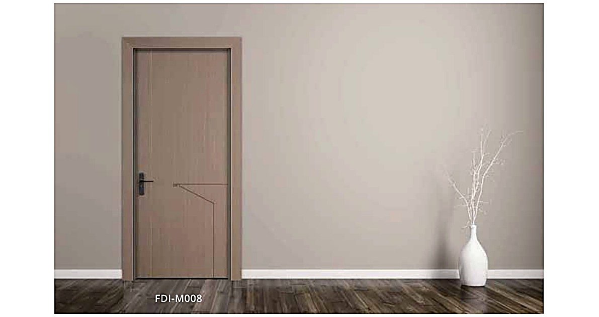 WPC Interior Door FDI-M008 — Diagonal Split Panel, Warm Taupe WPC Interior Door FDI-M008 — Diagonal Split Panel, Warm Taupe